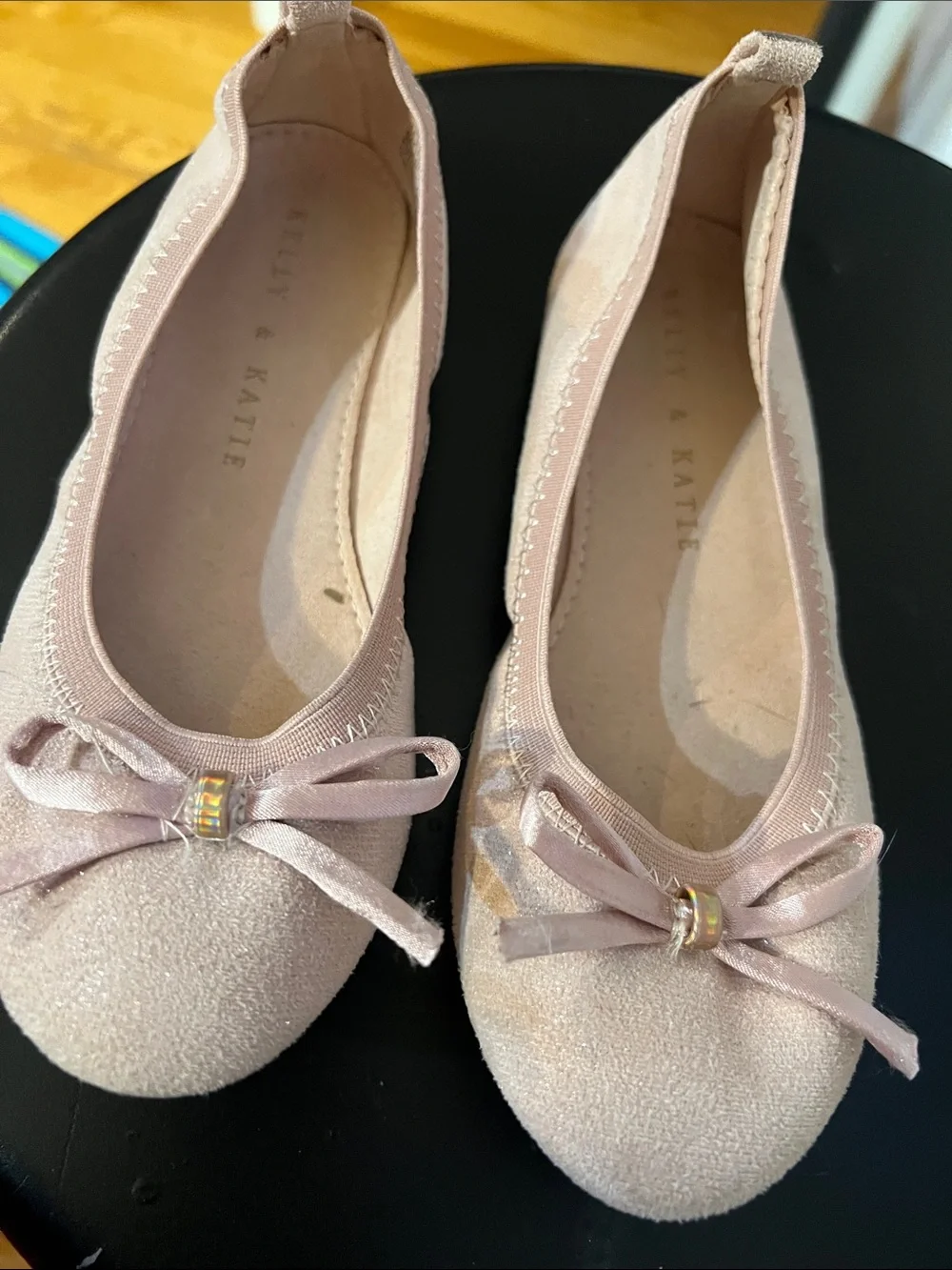 Kelly & Katie Light Pink Girls' Ballet Flats with Bow Accent